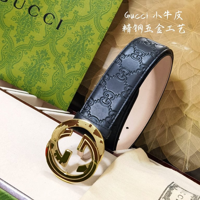 Gucci Interlocking G Signature Belt Black Gold - 3