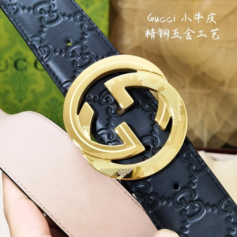 Gucci Interlocking G Signature Belt Black Gold - 4