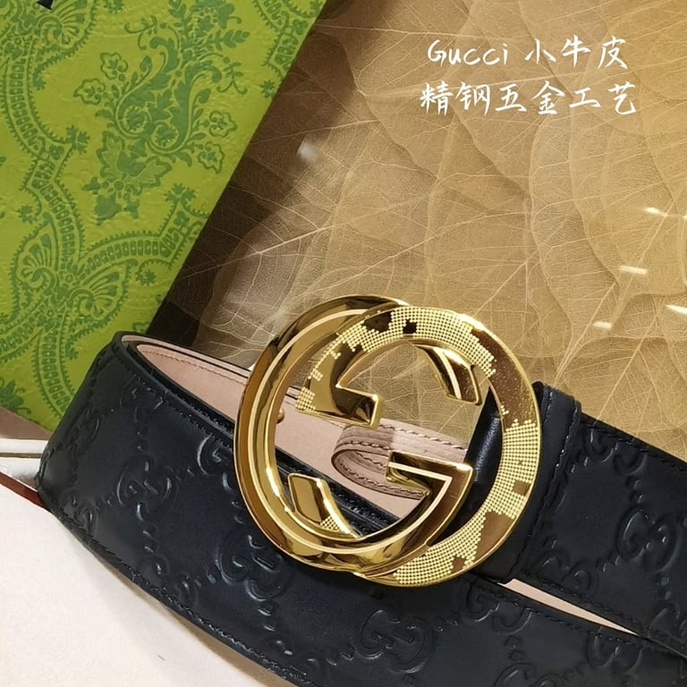 Gucci Interlocking G Signature Belt Black Gold - 5