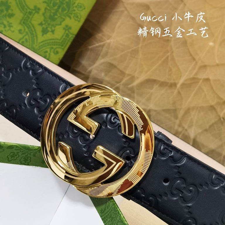 Gucci Interlocking G Signature Belt Black Gold - 6