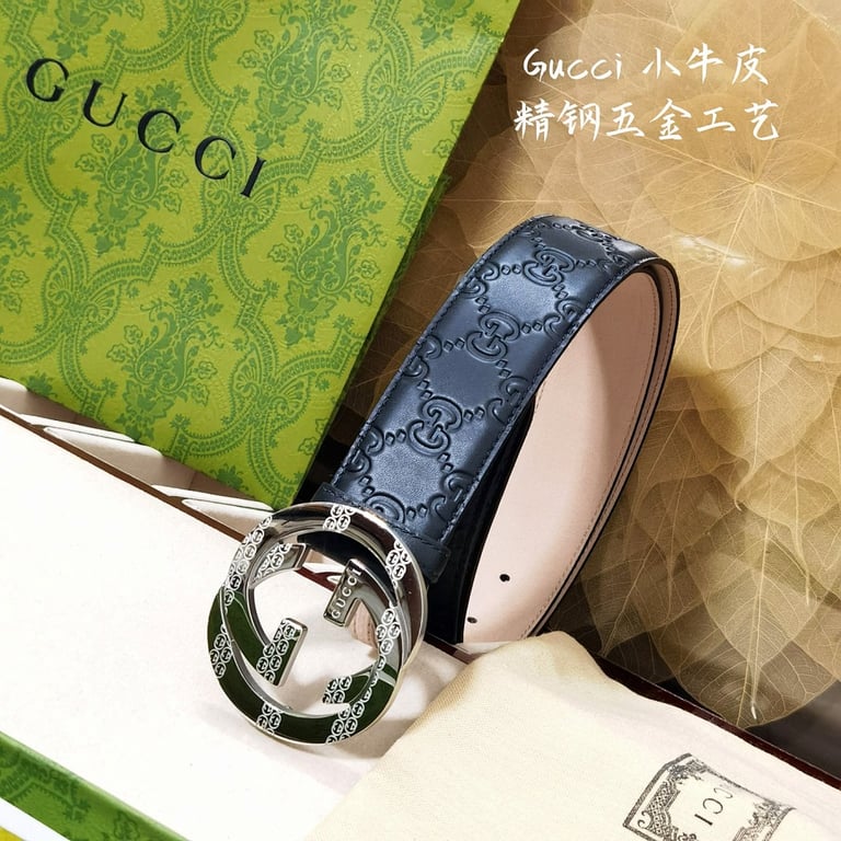 Gucci Interlocking G Embossed Leather Belt - 3