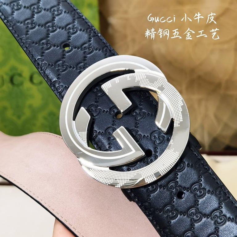 Gucci Signature Leather Belt with Interlocking G Buckle - 4