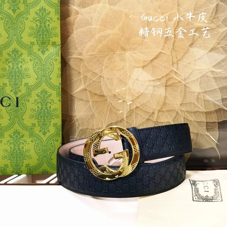 Gucci Interlocking G Textured Buckle Belt Black - 2