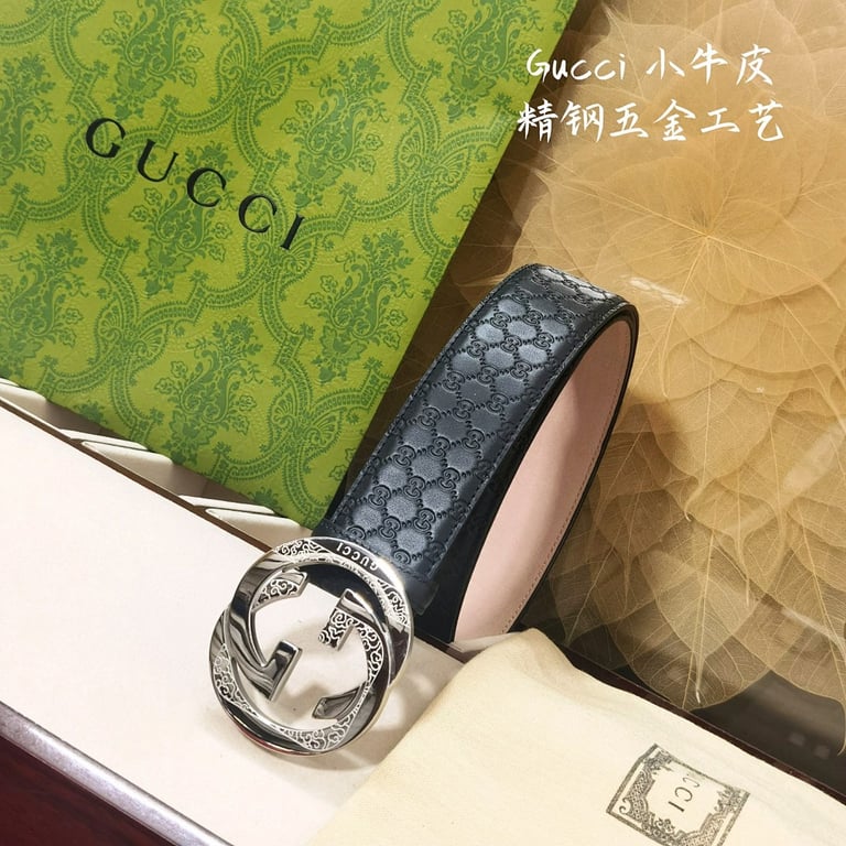 Gucci Interlocking G Engraved Guccissima Belt - 3
