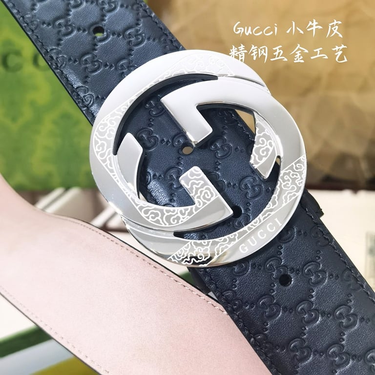 Gucci Interlocking G Engraved Guccissima Belt - 4