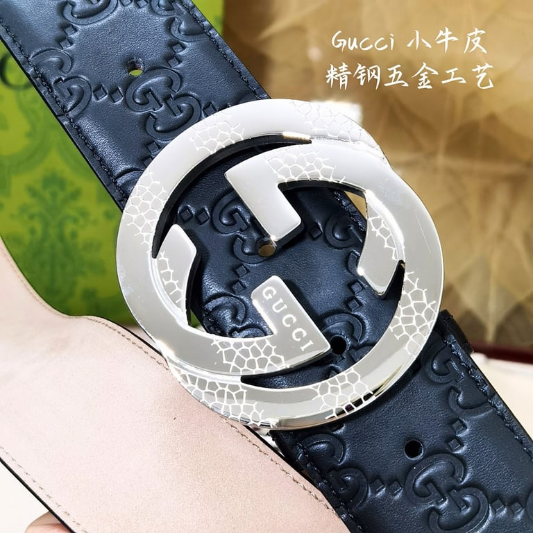 Gucci Interlocking G Embossed Leather Belt - 4