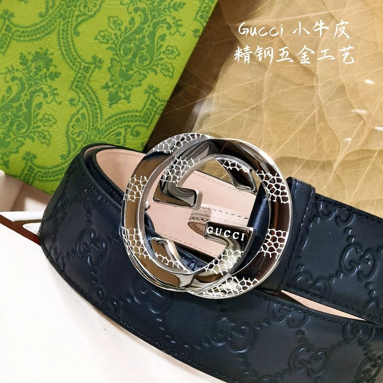 Gucci Interlocking G Embossed Leather Belt - 5