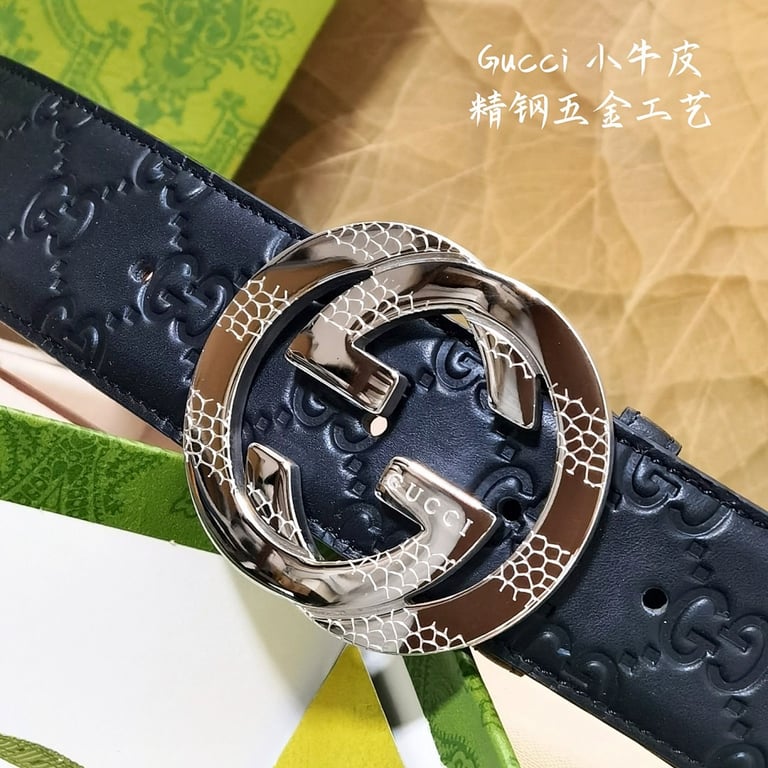 Gucci Interlocking G Embossed Leather Belt - 6