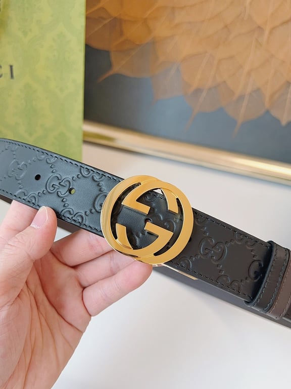Gucci Signature Leather Belt Black Gold - 3