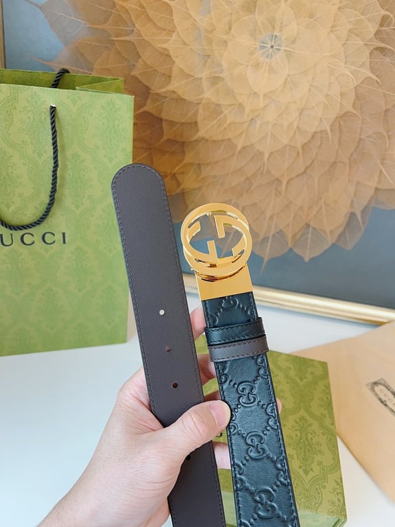 Gucci Signature Leather Belt Black Gold - 4