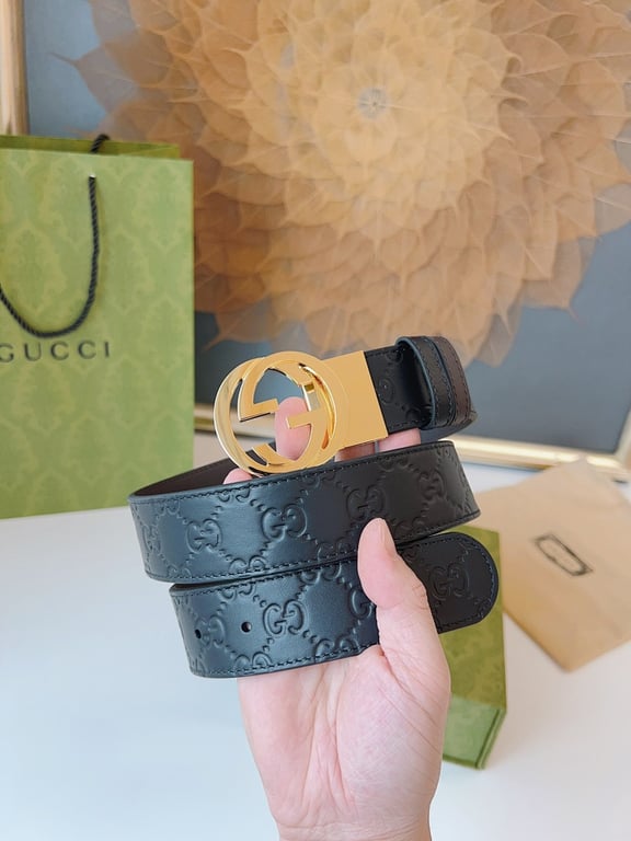Gucci Signature Leather Belt Black Gold - 5