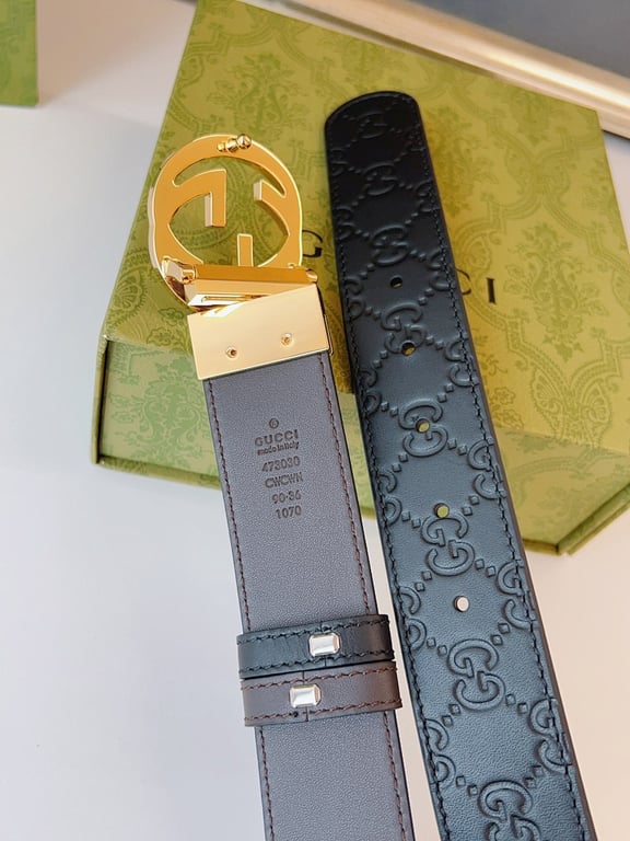 Gucci Signature Leather Belt Black Gold - 7
