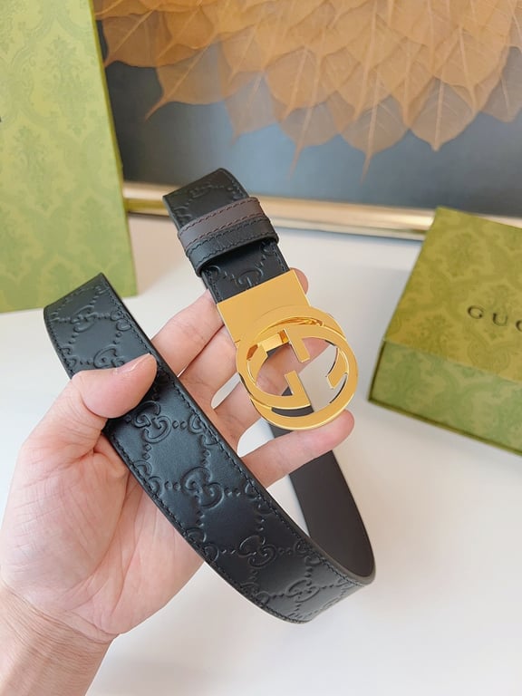 Gucci Signature Leather Belt Black Gold - 8