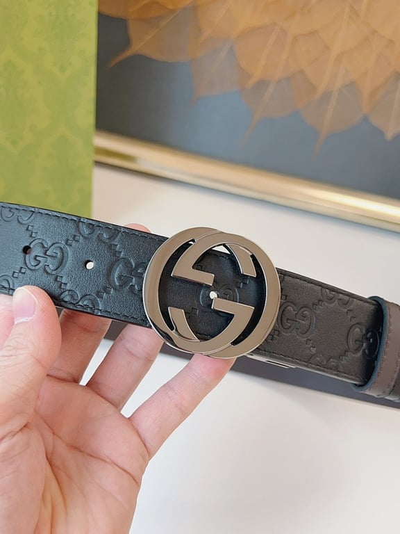 Gucci Interlocking G Embossed Leather Belt - 3