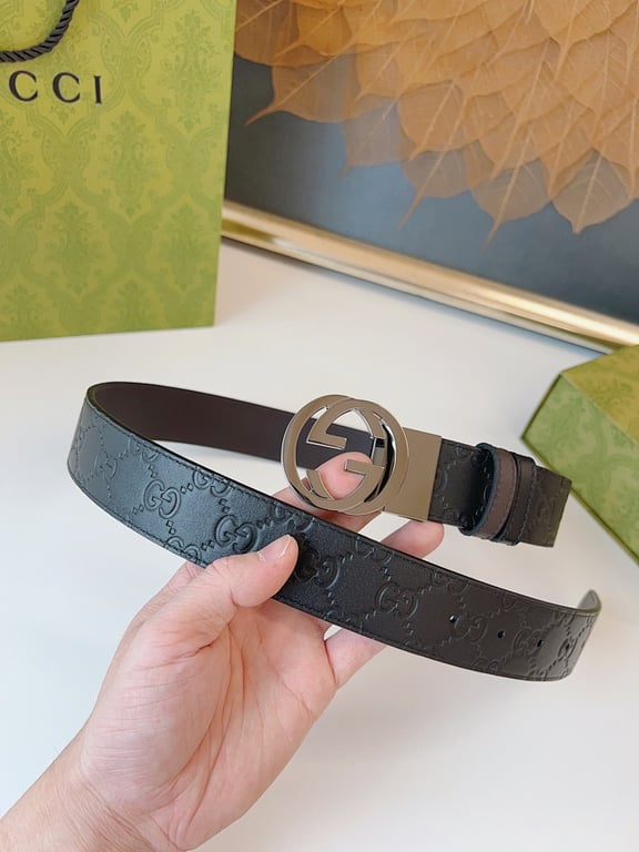 Gucci Interlocking G Embossed Leather Belt - 7