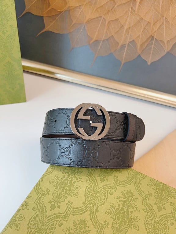 Gucci Interlocking G Embossed Leather Belt - 9
