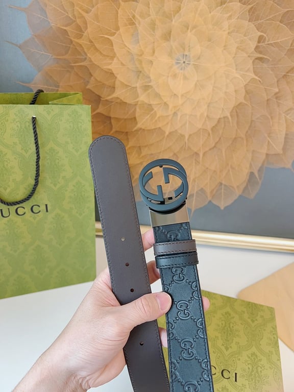 Gucci Interlocking G Embossed Belt Black - 2