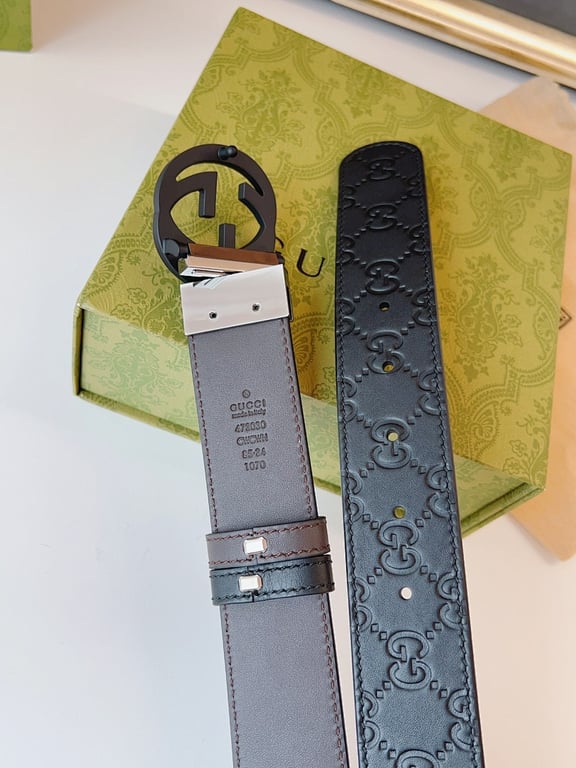 Gucci Interlocking G Embossed Belt Black - 3