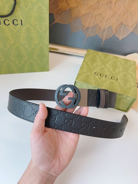 Gucci Interlocking G Embossed Belt Black - 4
