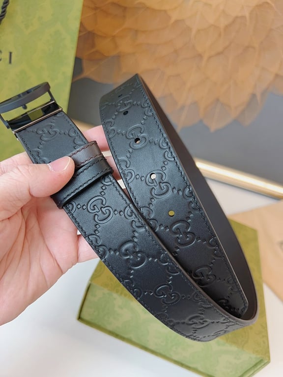 Gucci Interlocking G Embossed Belt Black - 6