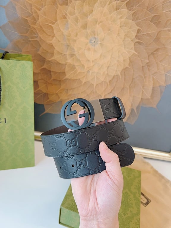Gucci Interlocking G Embossed Belt Black - 7