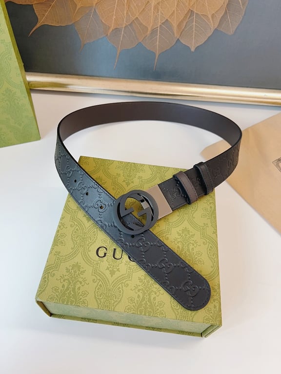 Gucci Interlocking G Embossed Belt Black - 8