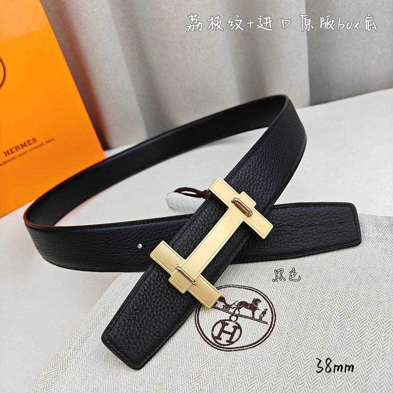 Hermès 38mm H Buckle Belt Black - 2