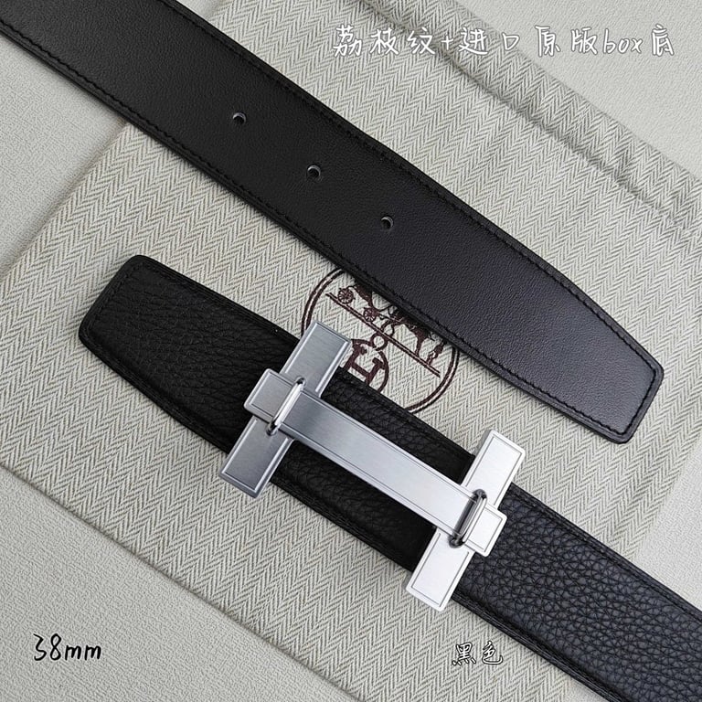Hermès H Buckle Belt 38mm Black Pebbled Leather - 3