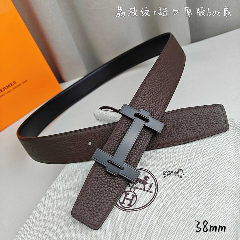 Hermès H Buckle Grained Leather Belt 38mm Brown - 2