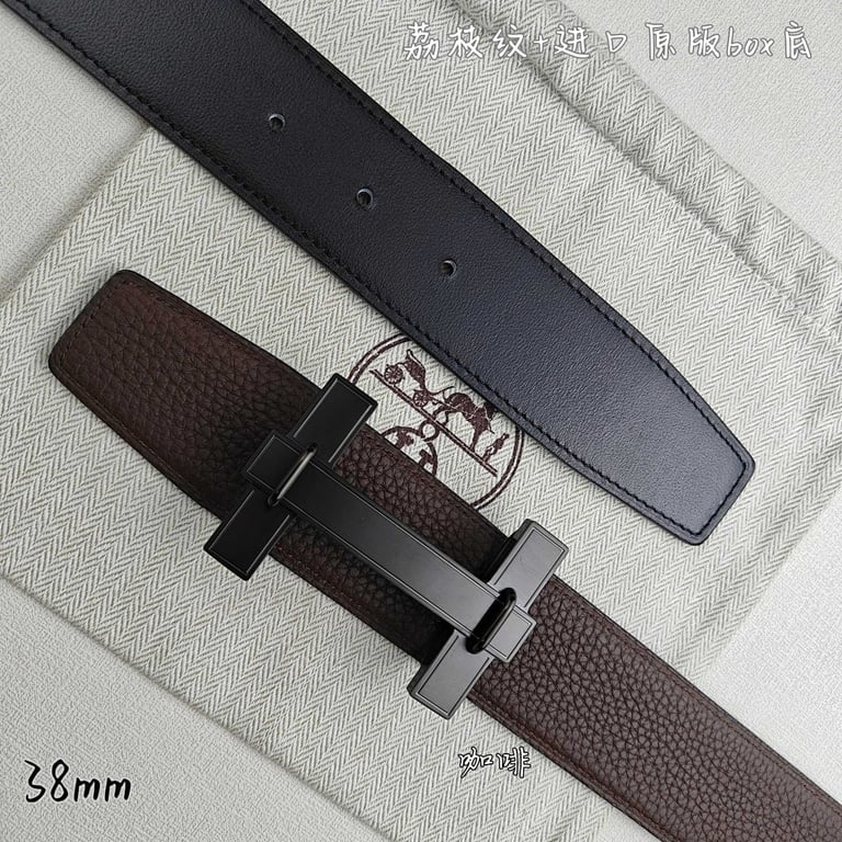 Hermès H Buckle Grained Leather Belt 38mm Brown - 3