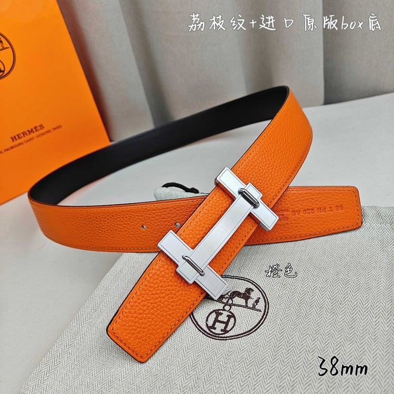 Hermès H Belt 38mm Orange Black - 2