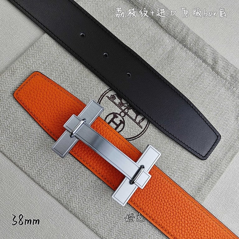 Hermès H Belt 38mm Orange Black - 3