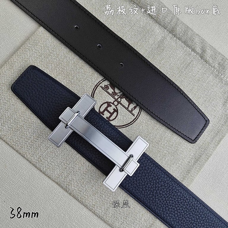 Hermès H Buckle Reversible Belt 38mm Navy - 3