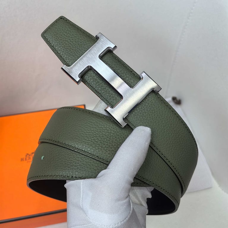 Hermès H Buckle Reversible Belt Green Black - 2