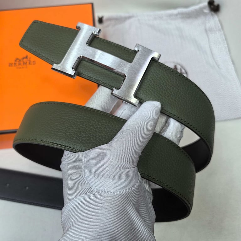 Hermès H Buckle Reversible Belt Green Black - 3