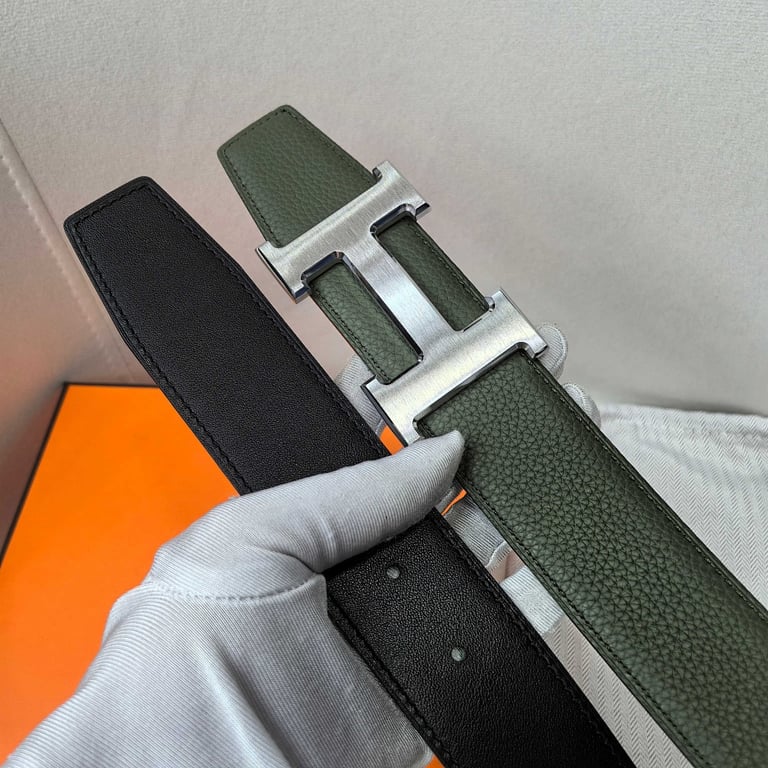 Hermès H Buckle Reversible Belt Green Black - 6