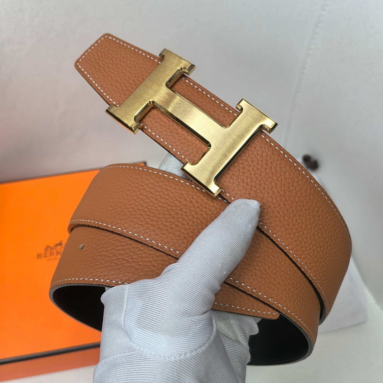 Hermès H Belt Gold Buckle Brown/Black Leather - 2