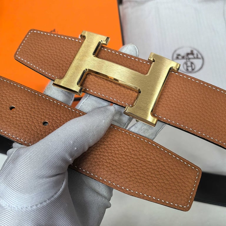 Hermès H Belt Gold Buckle Brown/Black Leather - 4