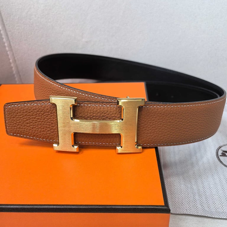 Hermès H Belt Gold Buckle Brown/Black Leather - 5