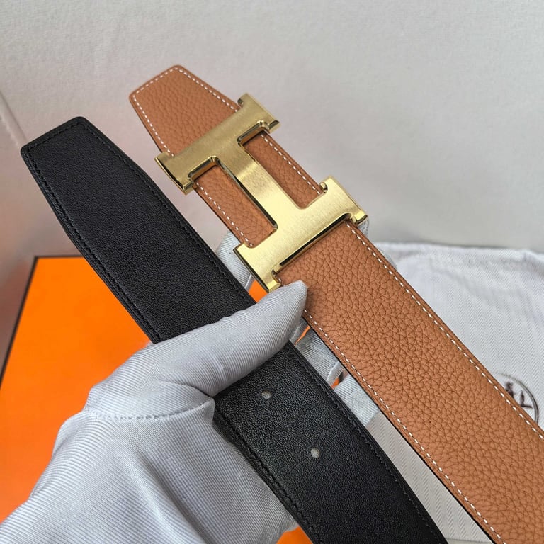 Hermès H Belt Gold Buckle Brown/Black Leather - 6