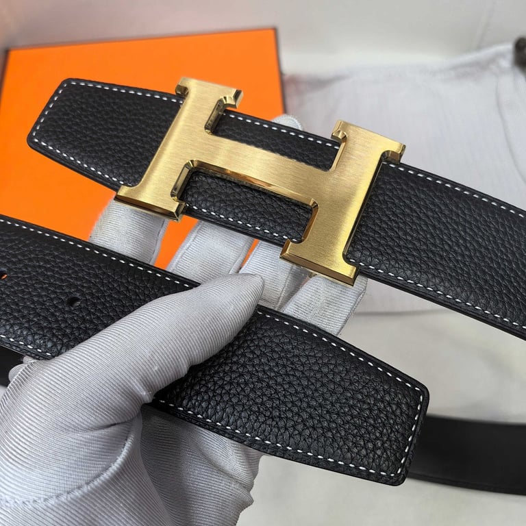 Hermès H Buckle Leather Belt Black Gold - 2