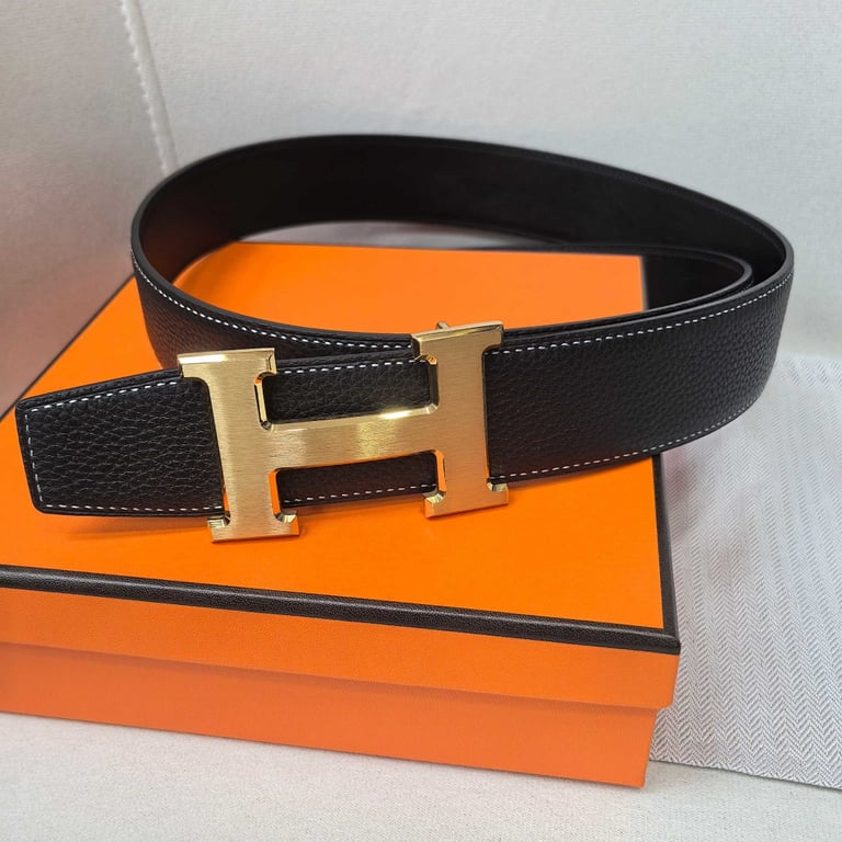 Hermès H Buckle Leather Belt Black Gold - 5