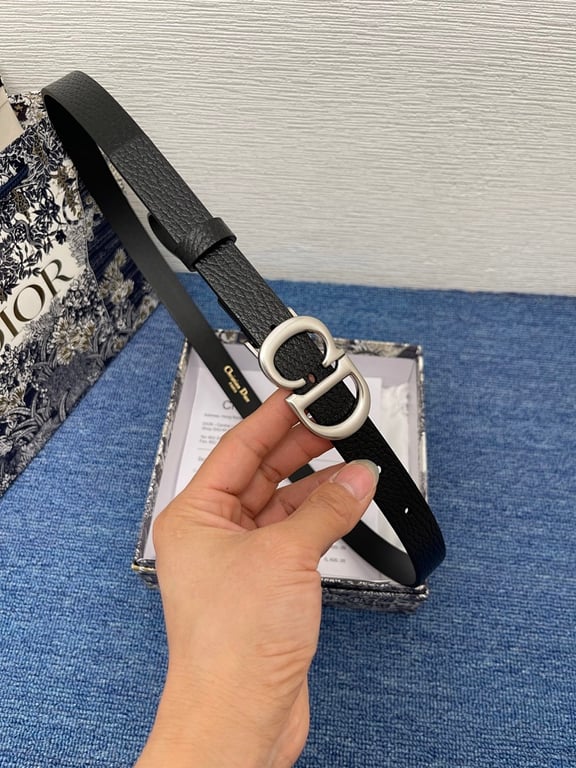 Dior CD Buckle Grained Leather Belt Black - 2