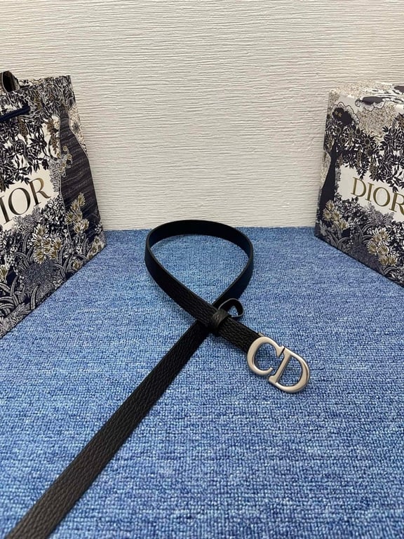 Dior CD Buckle Grained Leather Belt Black - 3