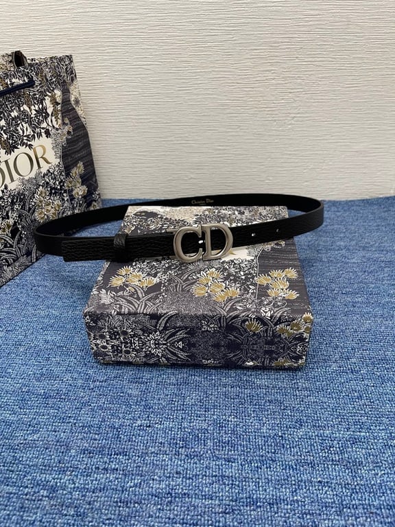 Dior CD Buckle Grained Leather Belt Black - 5