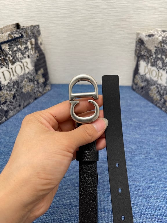 Dior CD Buckle Grained Leather Belt Black - 6