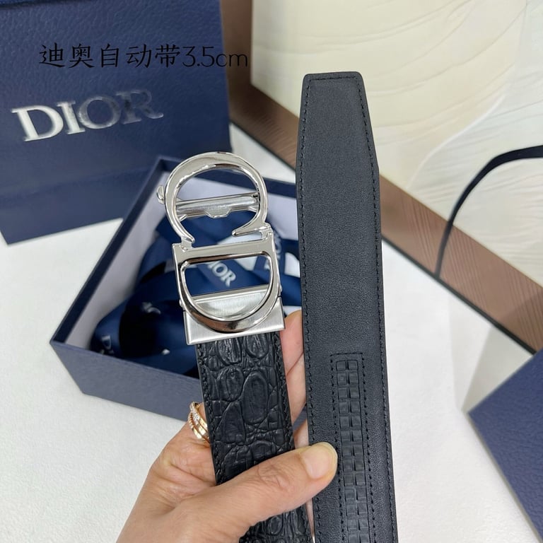 Dior CD Icon Crocodile-Effect Belt 3.5cm - 2