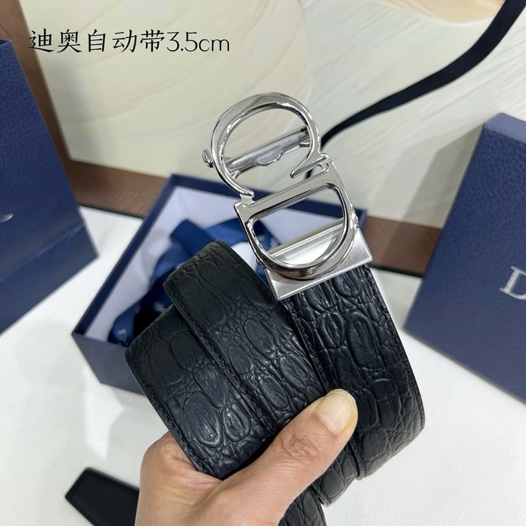 Dior CD Icon Crocodile-Effect Belt 3.5cm - 4