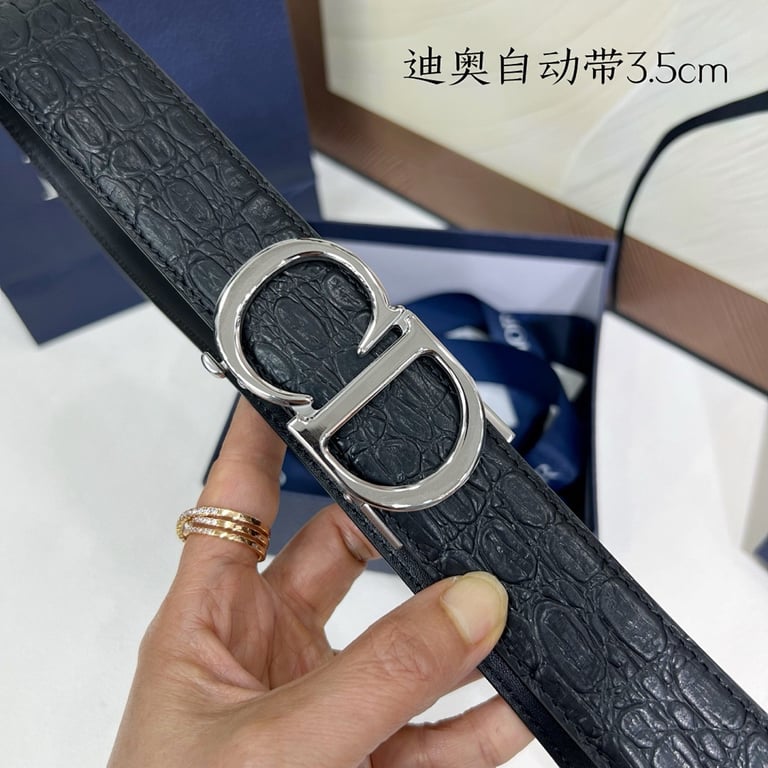 Dior CD Icon Crocodile-Effect Belt 3.5cm - 7