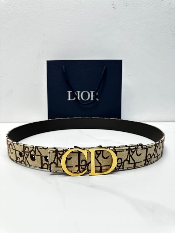 Dior Oblique Belt with Gold CD Buckle